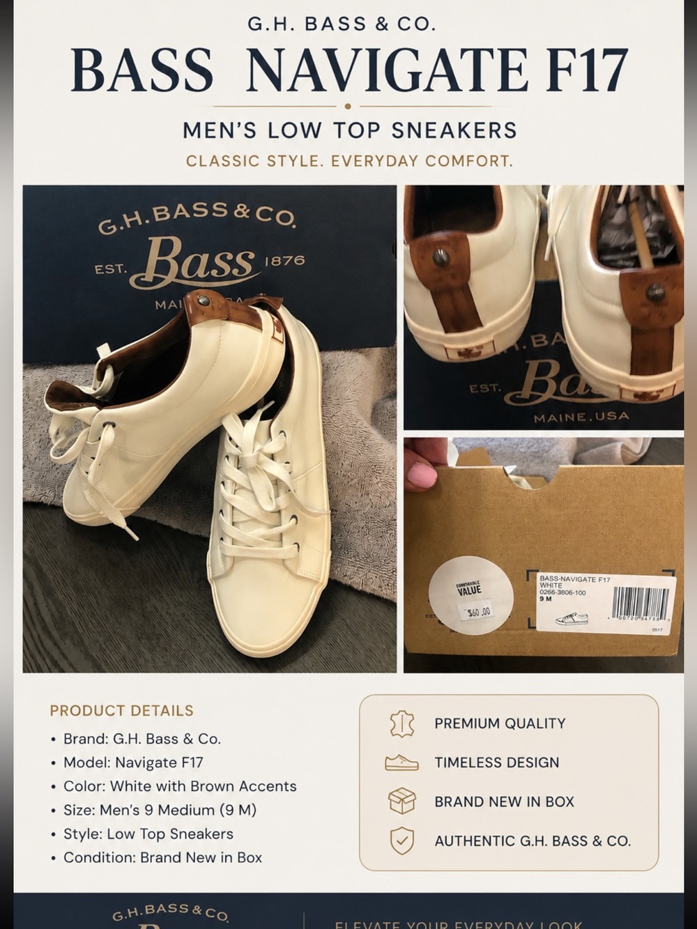 G. H. Bass & CO. White tennis